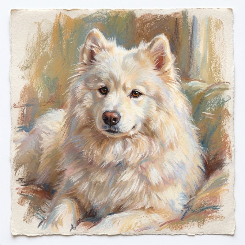 Samoyed in Edgar Degas Pastel style — frameless portrait