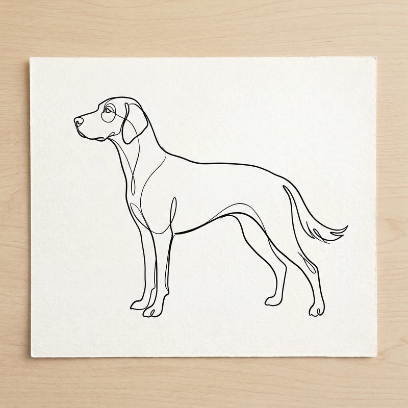 Vizsla in Line Art style — frameless portrait