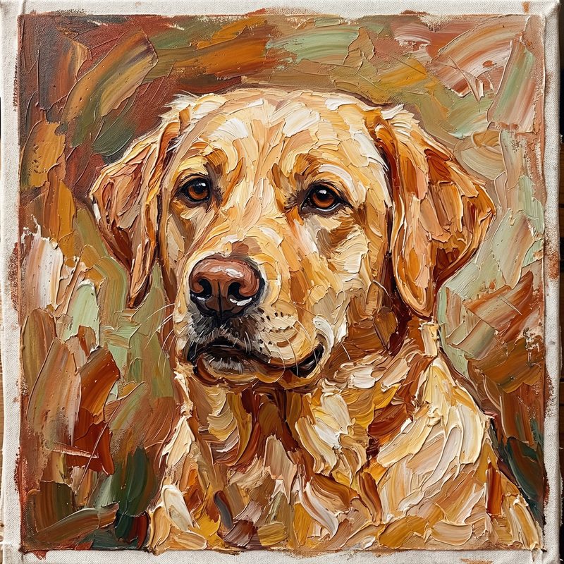 Labrador Retriever in Palette Knife oil painting style