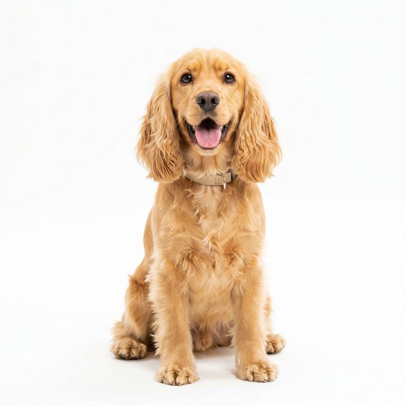 Cocker Spaniel in High-Key studio photography — frameless portrait