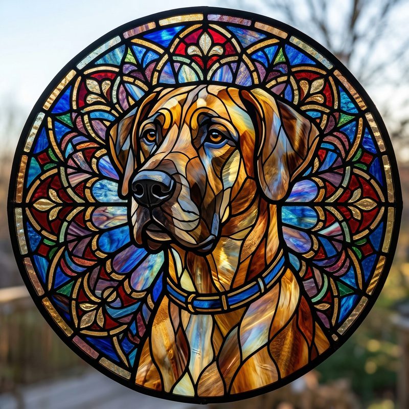 Great Dane in Stained Glass style — frameless portrait