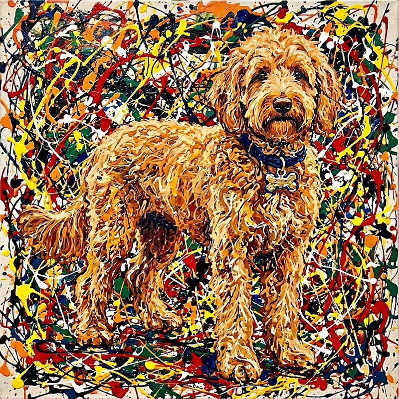 Harvey transformed into a Jackson Pollock drip painting