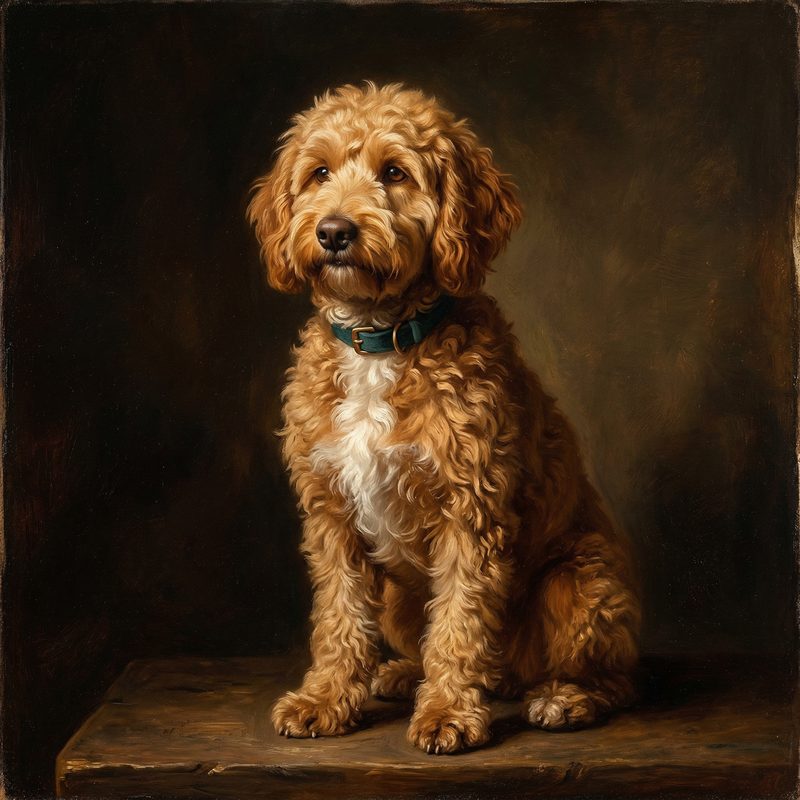 Lenny transformed into a rich oil painting